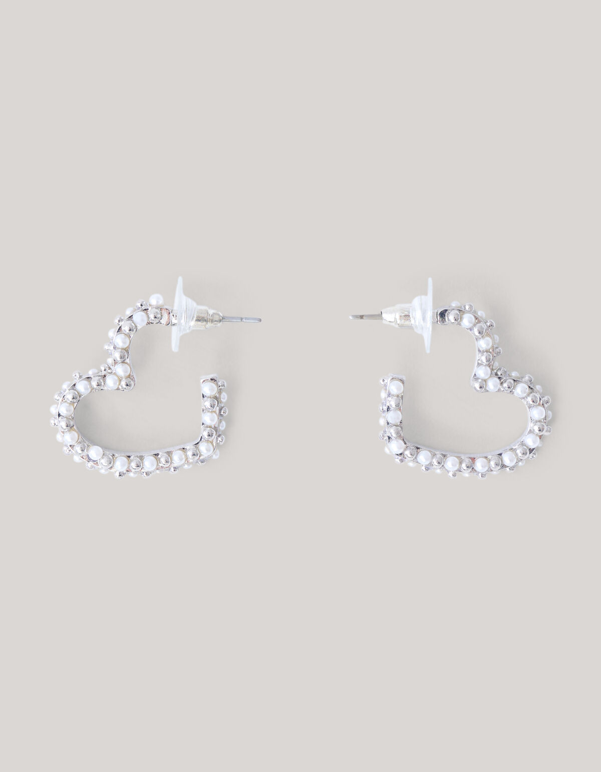 Perlen-Herz-Reifen-Ohrringe Silber SHOEBY ACCESSOIRES