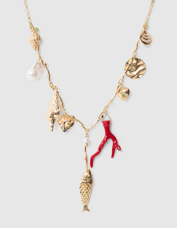 Fisch-Charme-Halskette Gold SHOEBY ACCESSOIRES