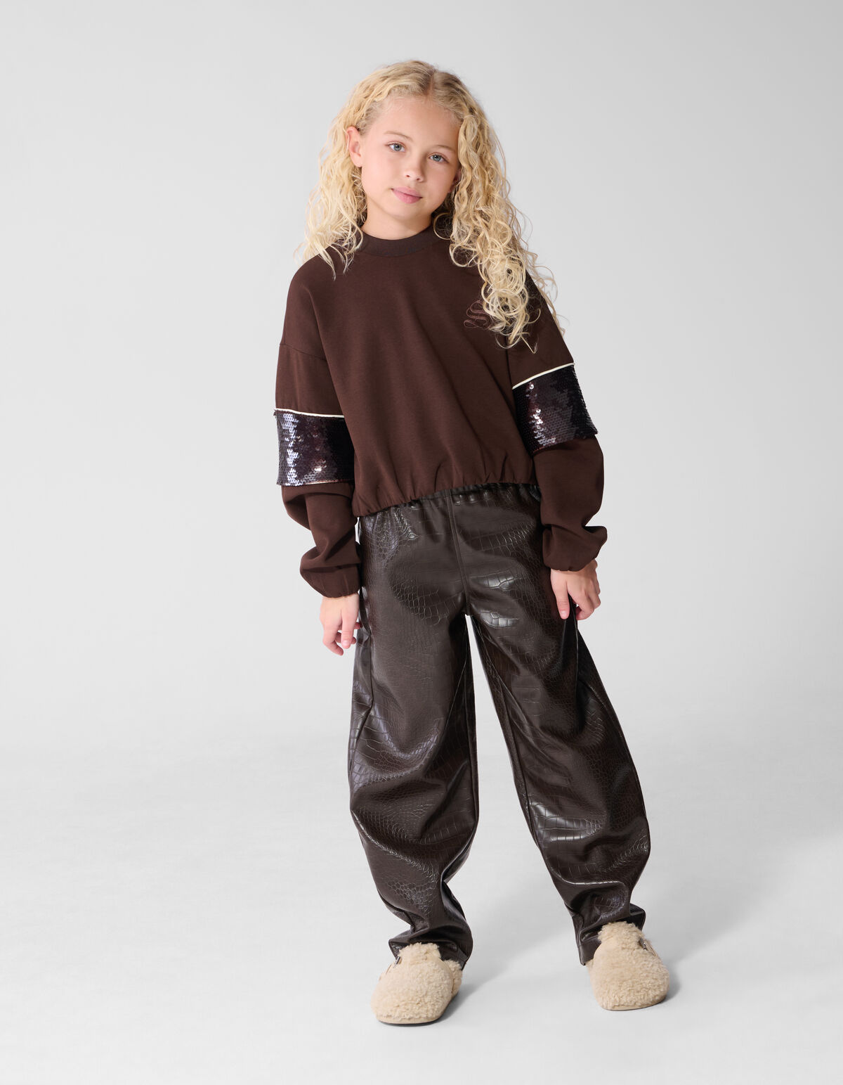 Sporty Pailletten Sweatshirt Braun SHOEBY GIRLS