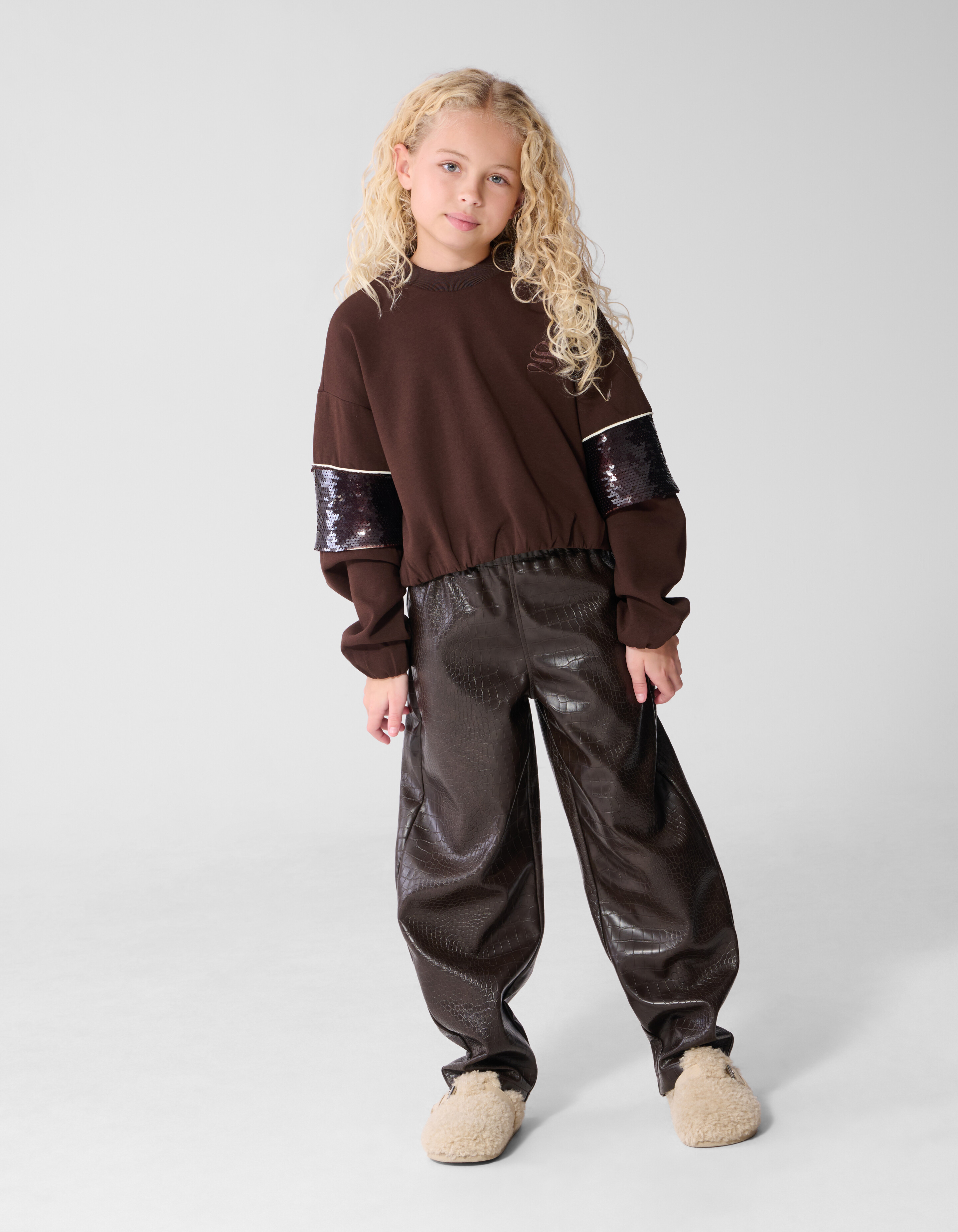 Sporty Pailletten Sweatshirt Braun SHOEBY GIRLS