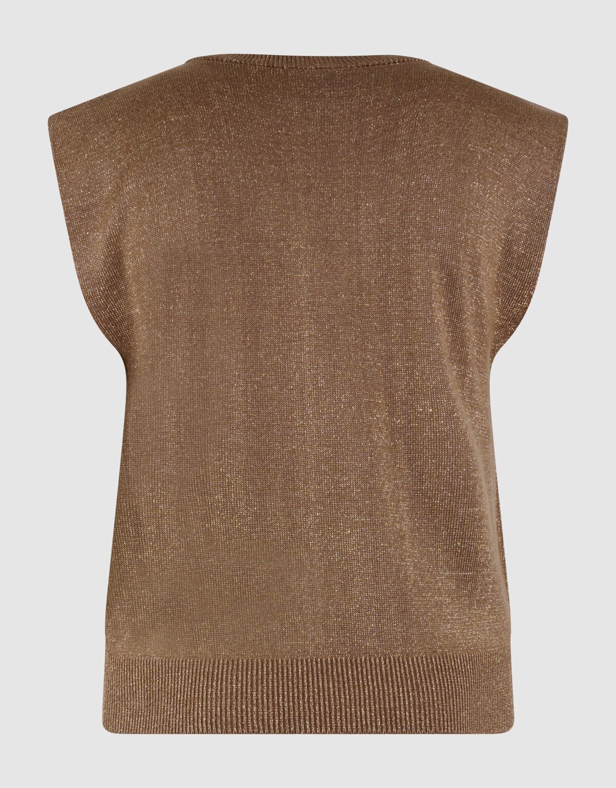 Glitzer-V-Ausschnitt-Top Braun SHOEBY WOMEN