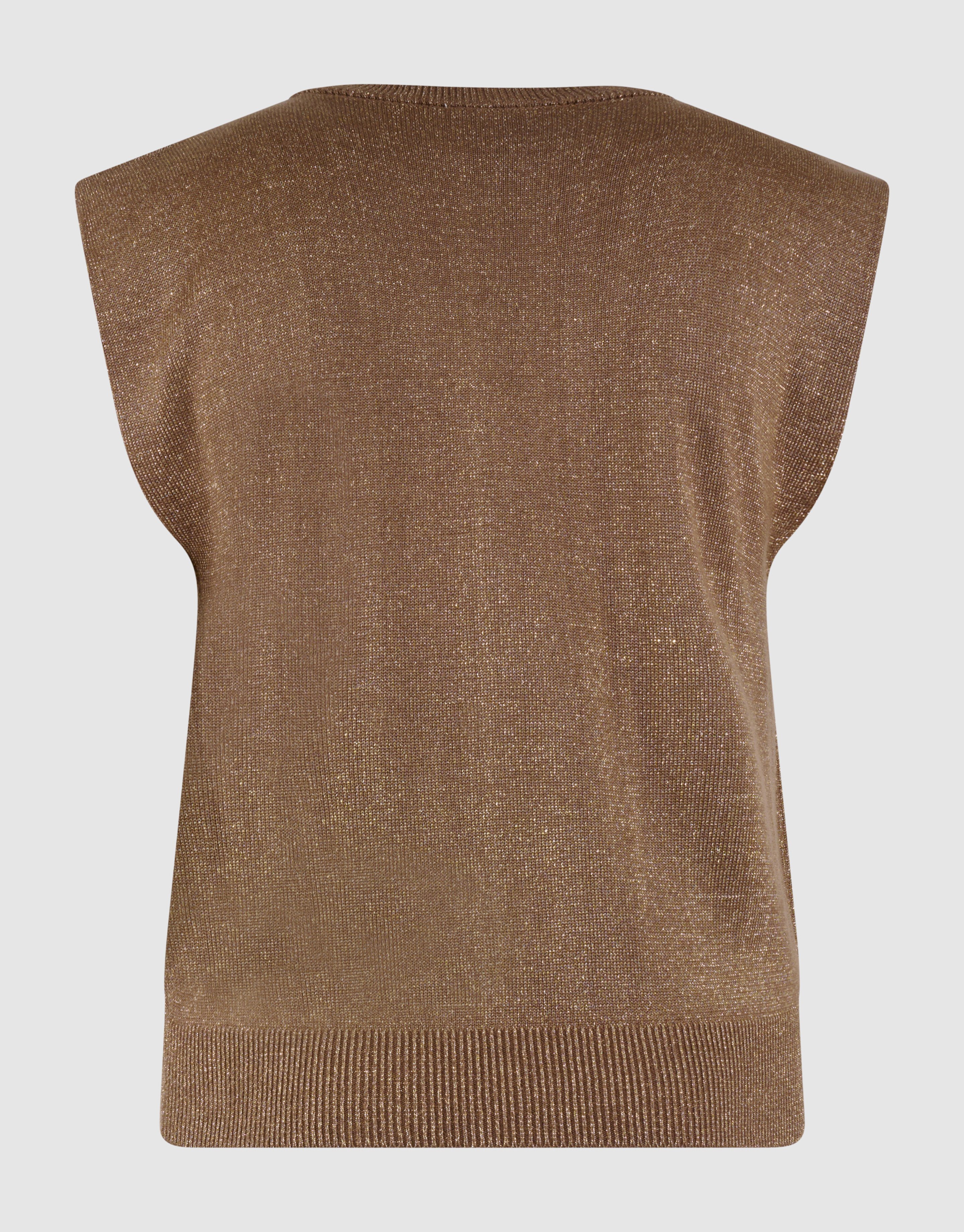 Glitzer-V-Ausschnitt-Top Braun SHOEBY WOMEN