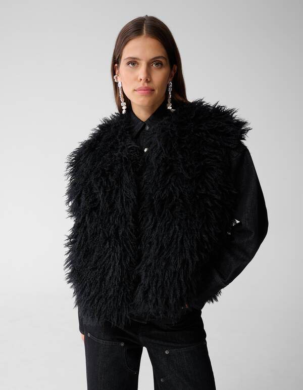 Oversized Teddy Weste Schwarz SHOEBY WOMEN