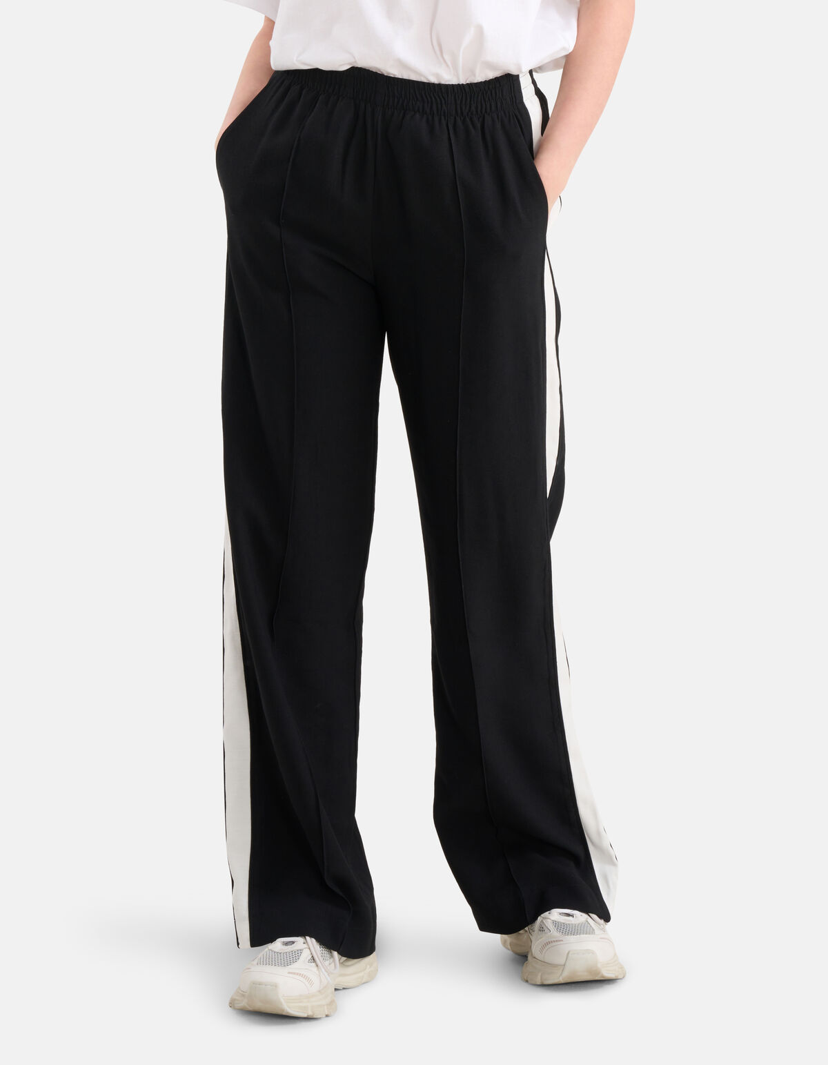 Sporty Wide Leg Broek Zwart SHOEBY WOMEN