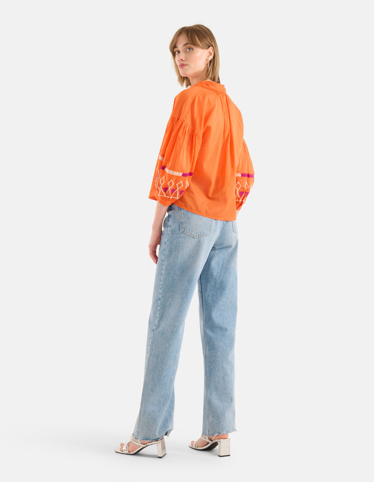 Bluse mit Voile-Stickerei Orange SHOEBY WOMEN