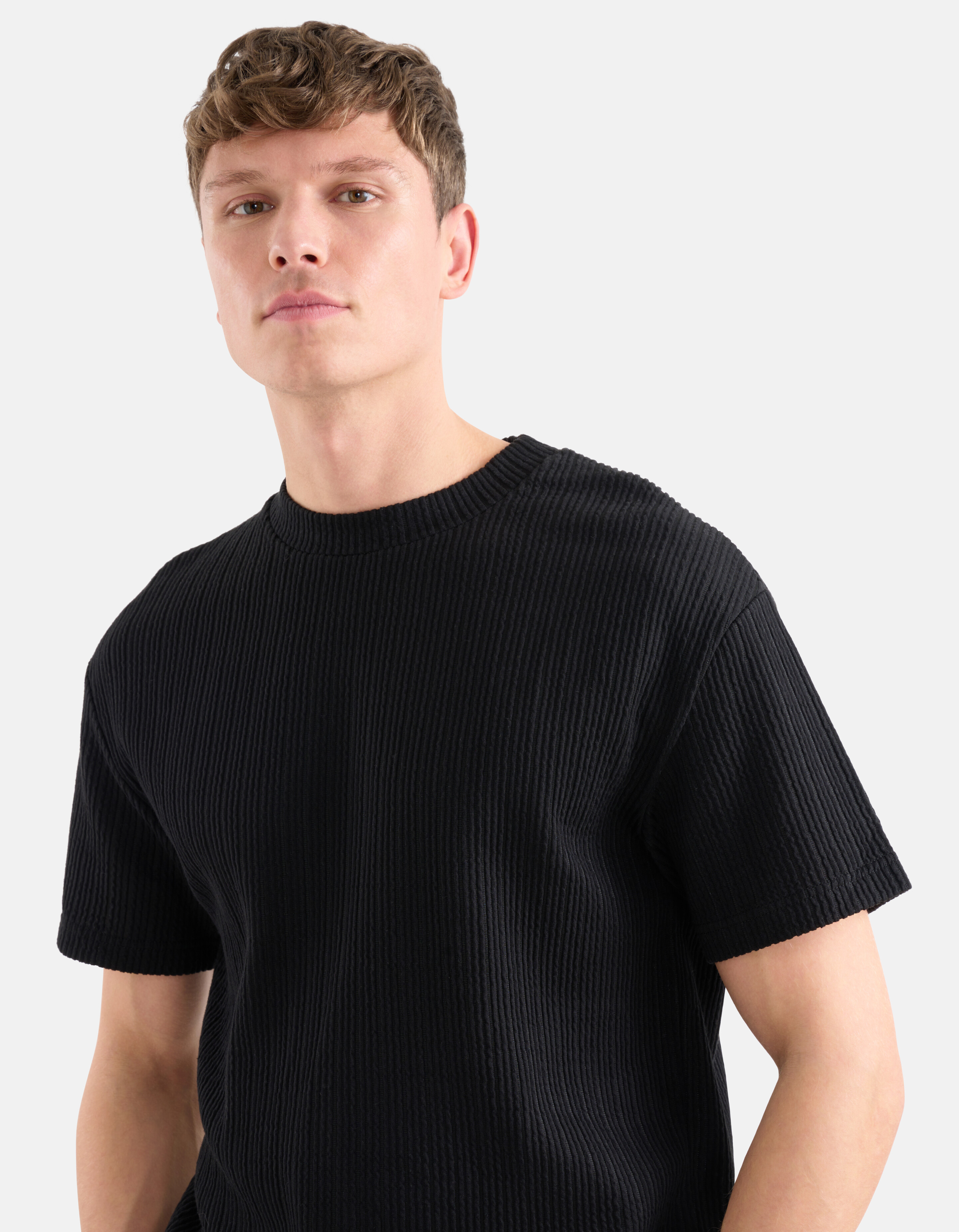 Seersucker T-Shirt Schwarz SHOEBY MEN