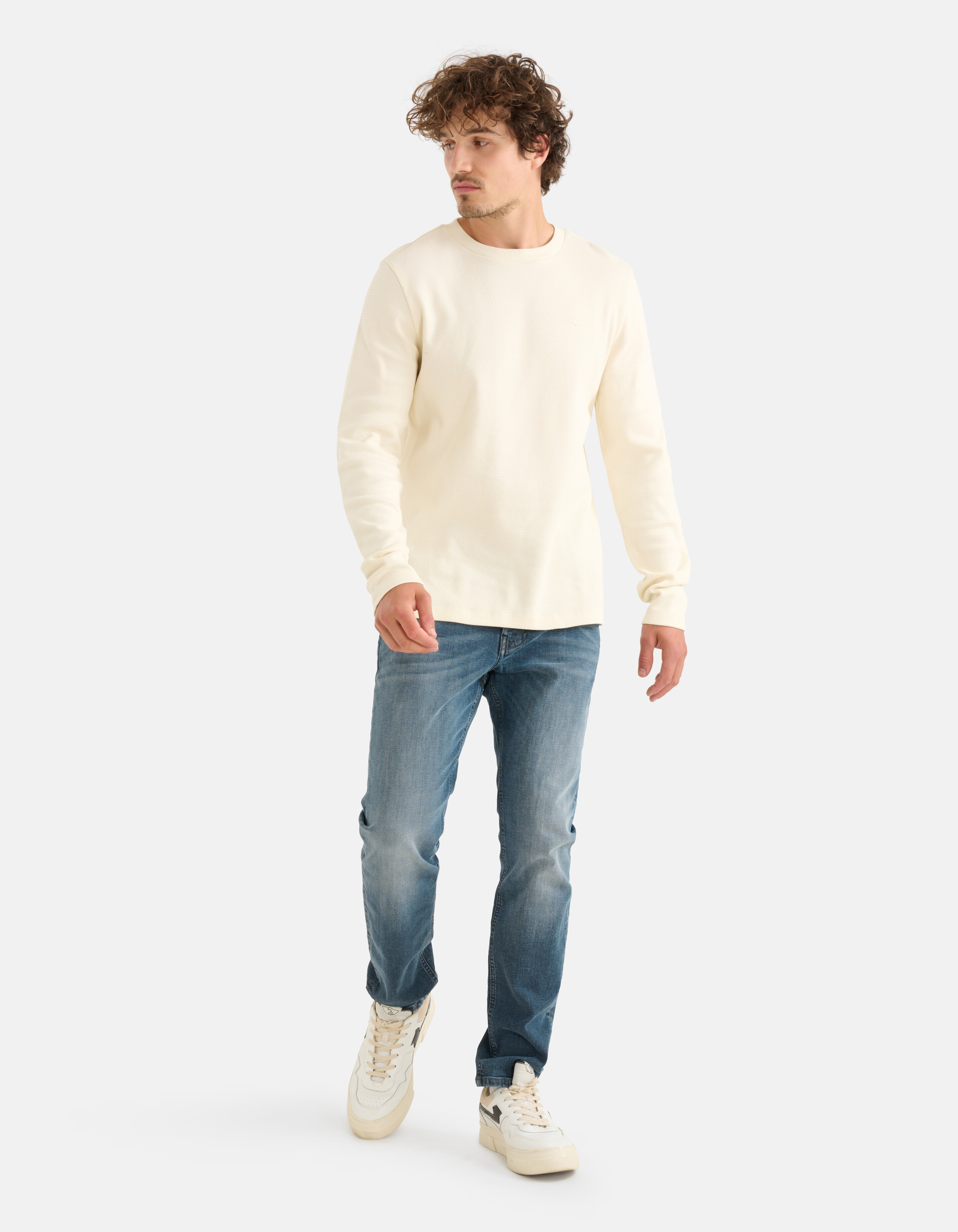 Texturiertes Langarmshirt Off White SHOEBY MEN
