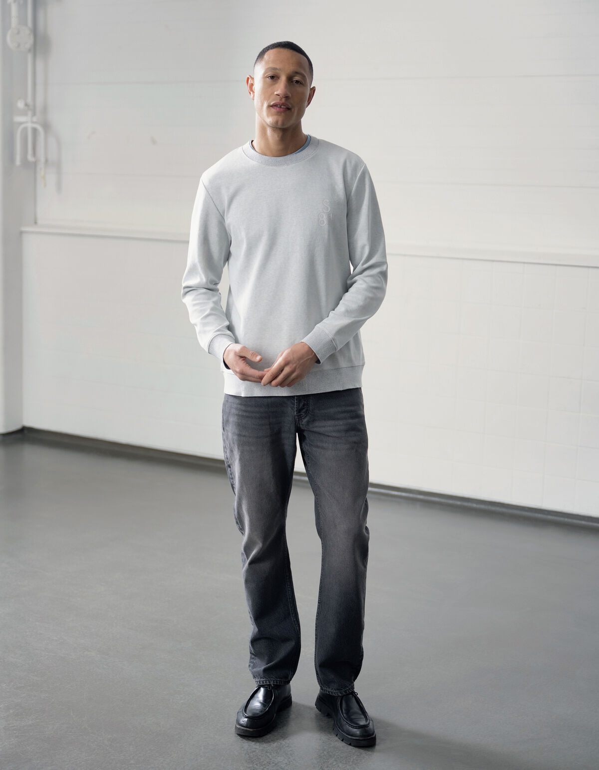 Moderne Straight Fit Jeans Waschung Schwarz L32 SHOEBY MEN