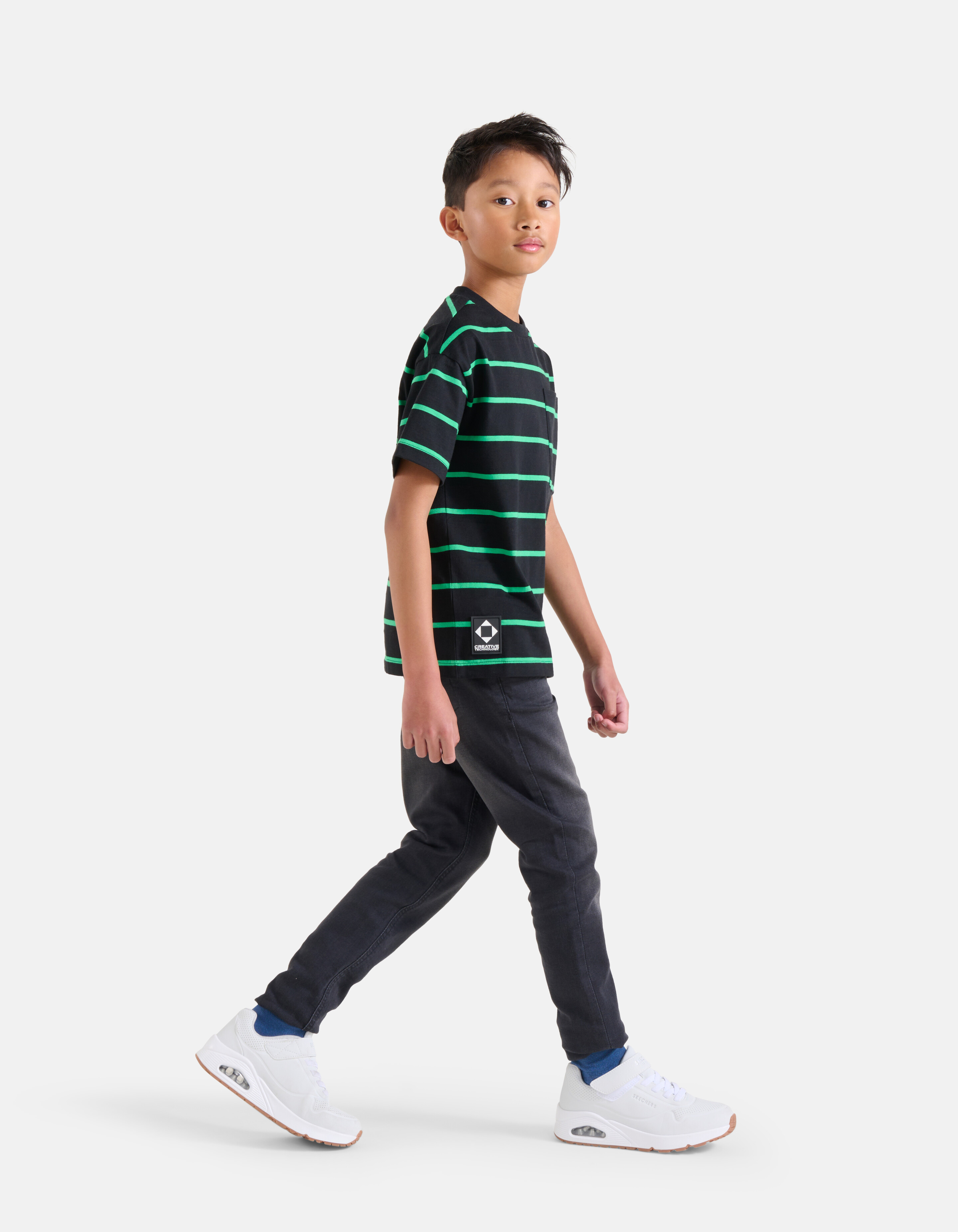Gestreiftes T-shirt Schwarz SHOEBY BOYS