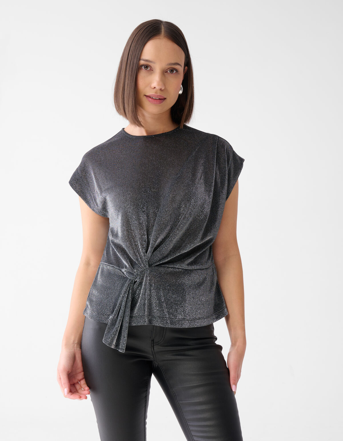 Glitzer Wasserfall Top Grau SHOEBY WOMEN