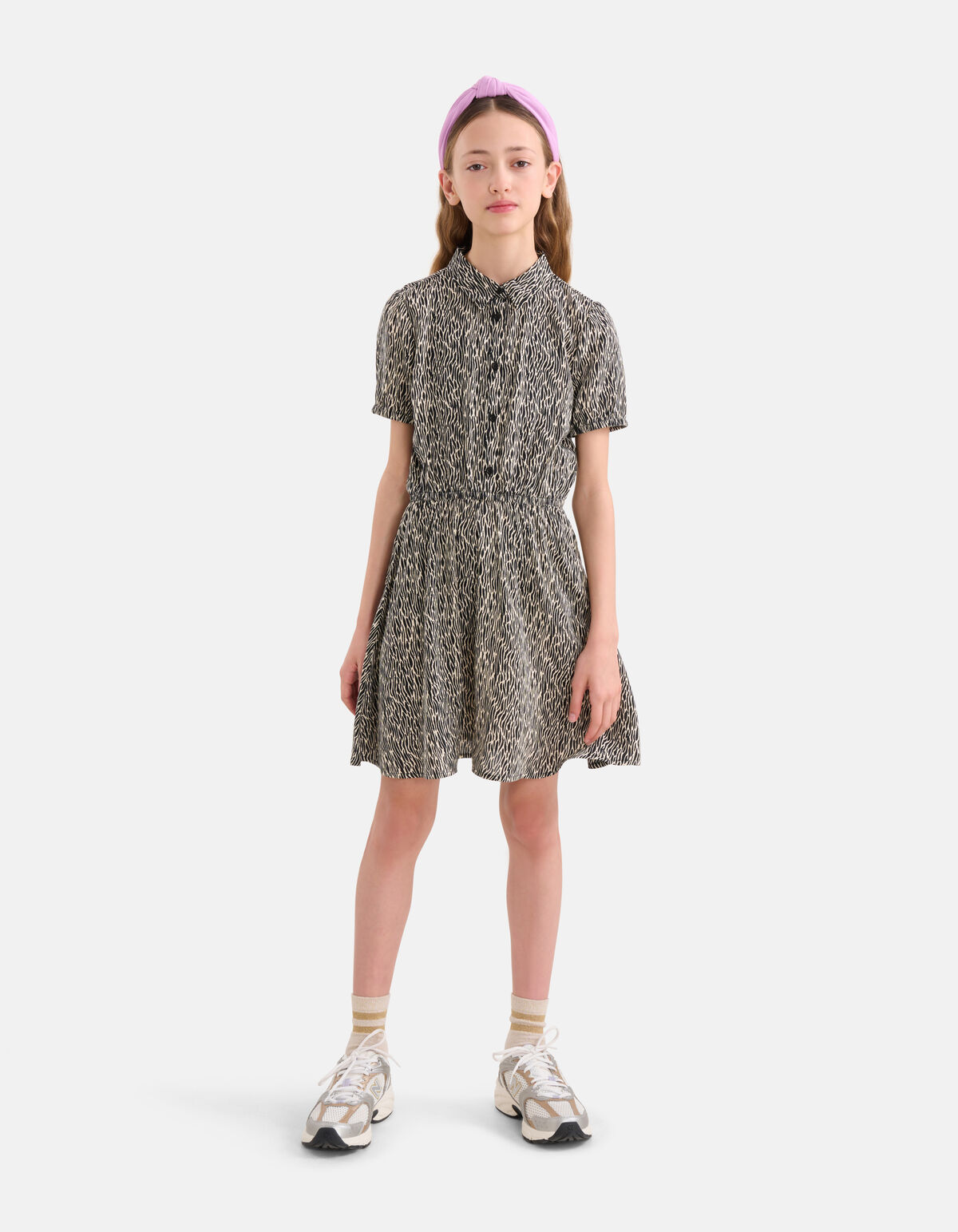 Gewelltes Streifenkleid Schwarz SHOEBY GIRLS