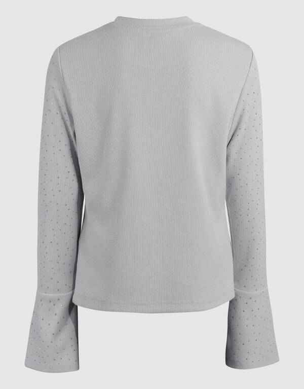 Strass Longsleeve Top Hellgrau SHOEBY GIRLS