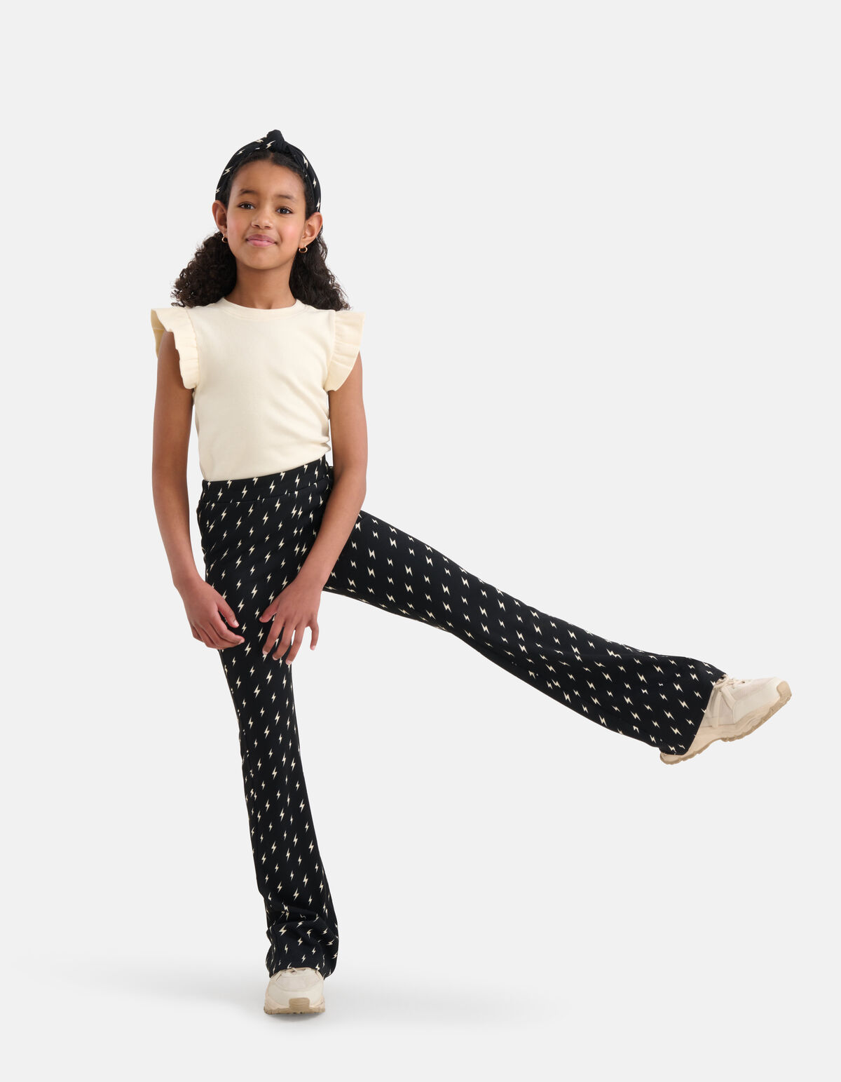 Printed Rib Flared Legging Zwart SHOEBY GIRLS