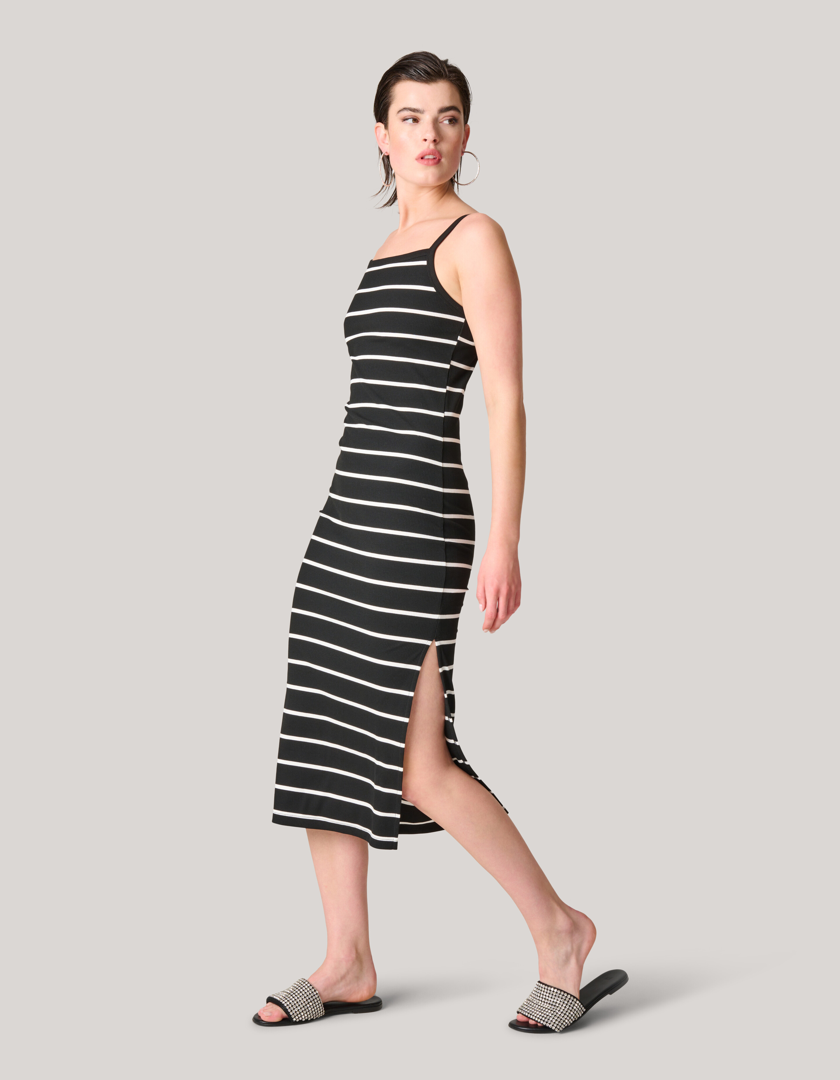 Gestreiftes Midikleid Schwarz/Weiß SHOEBY WOMEN