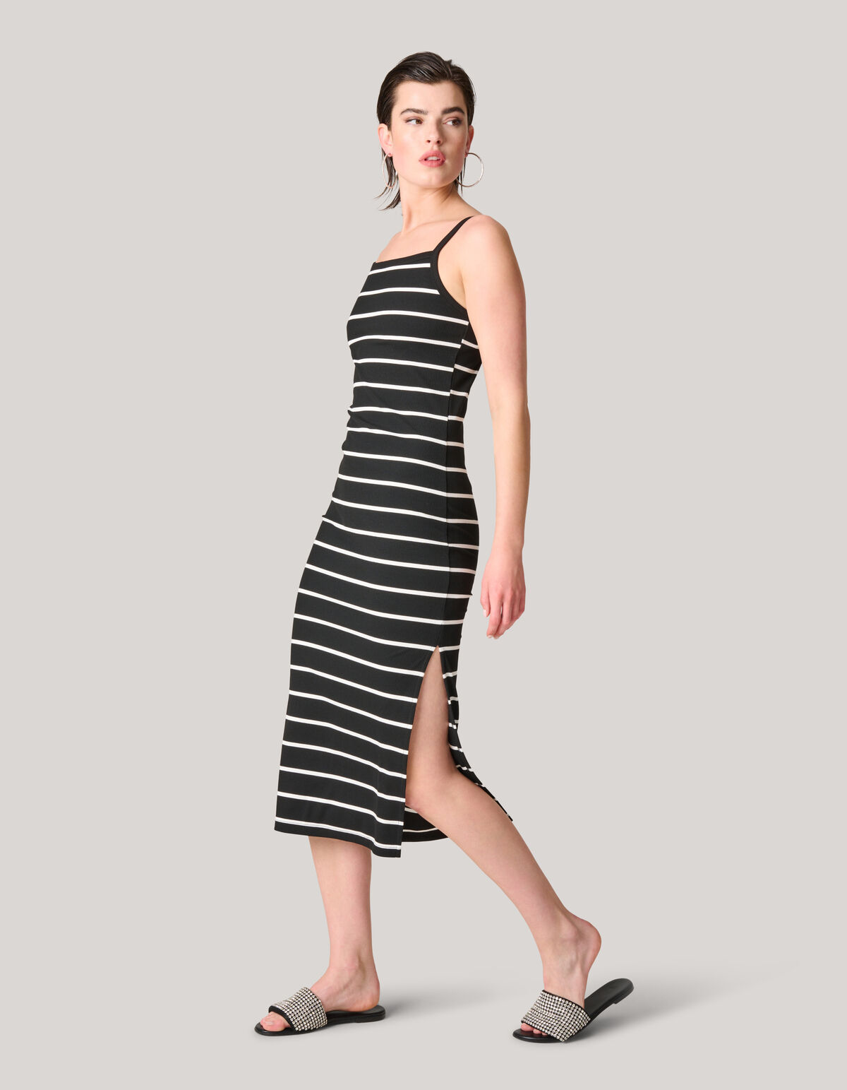 Gestreiftes Midikleid Schwarz/Weiß SHOEBY WOMEN