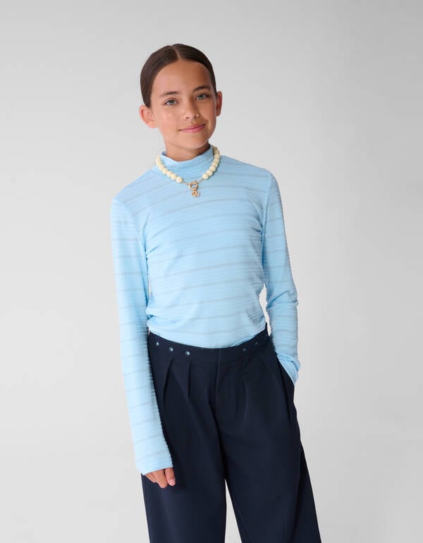 Lurex Langarmshirt Hellblau SHOEBY GIRLS