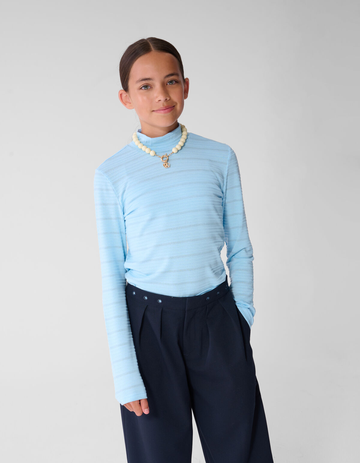 Lurex Langarmshirt Hellblau SHOEBY GIRLS