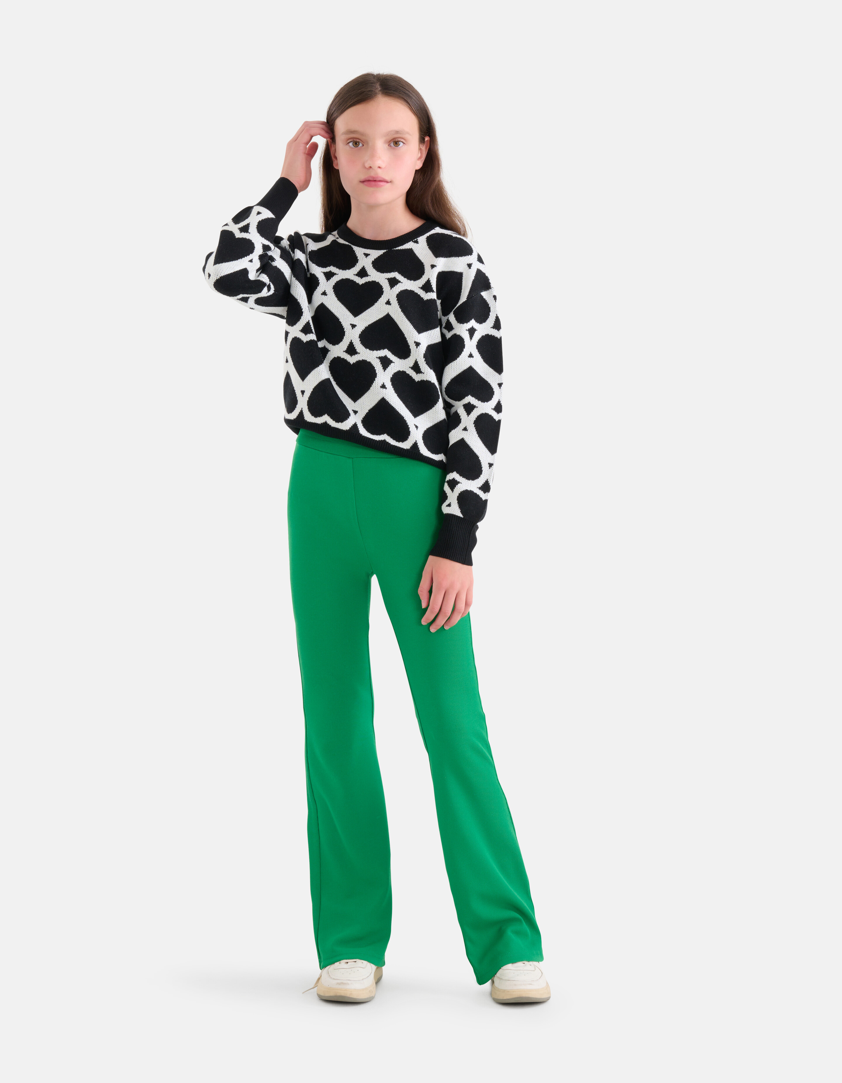 Ausgestellte Rippen-Leggings Grün SHOEBY GIRLS