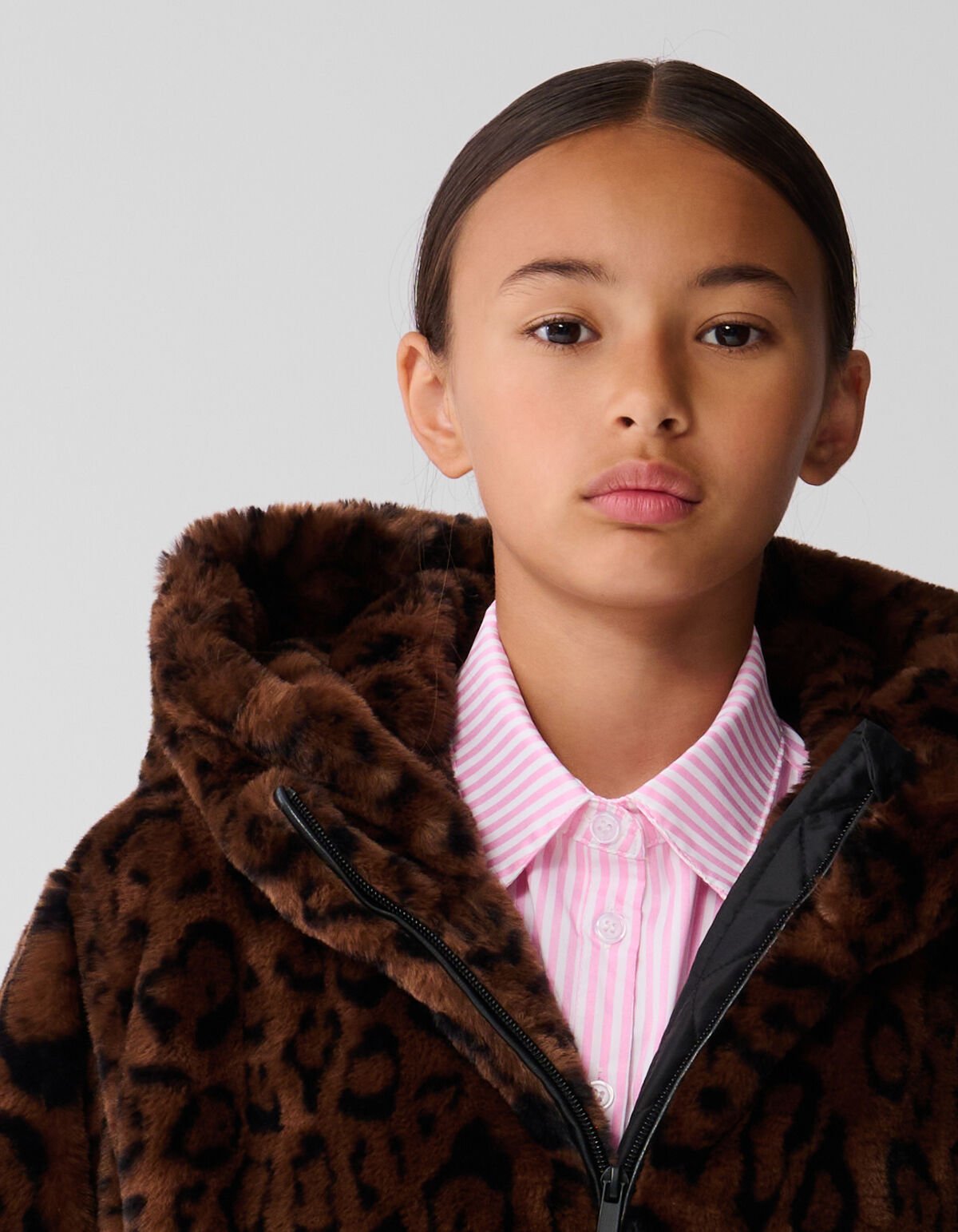 Pelz Leopard Jacke Braun SHOEBY GIRLS