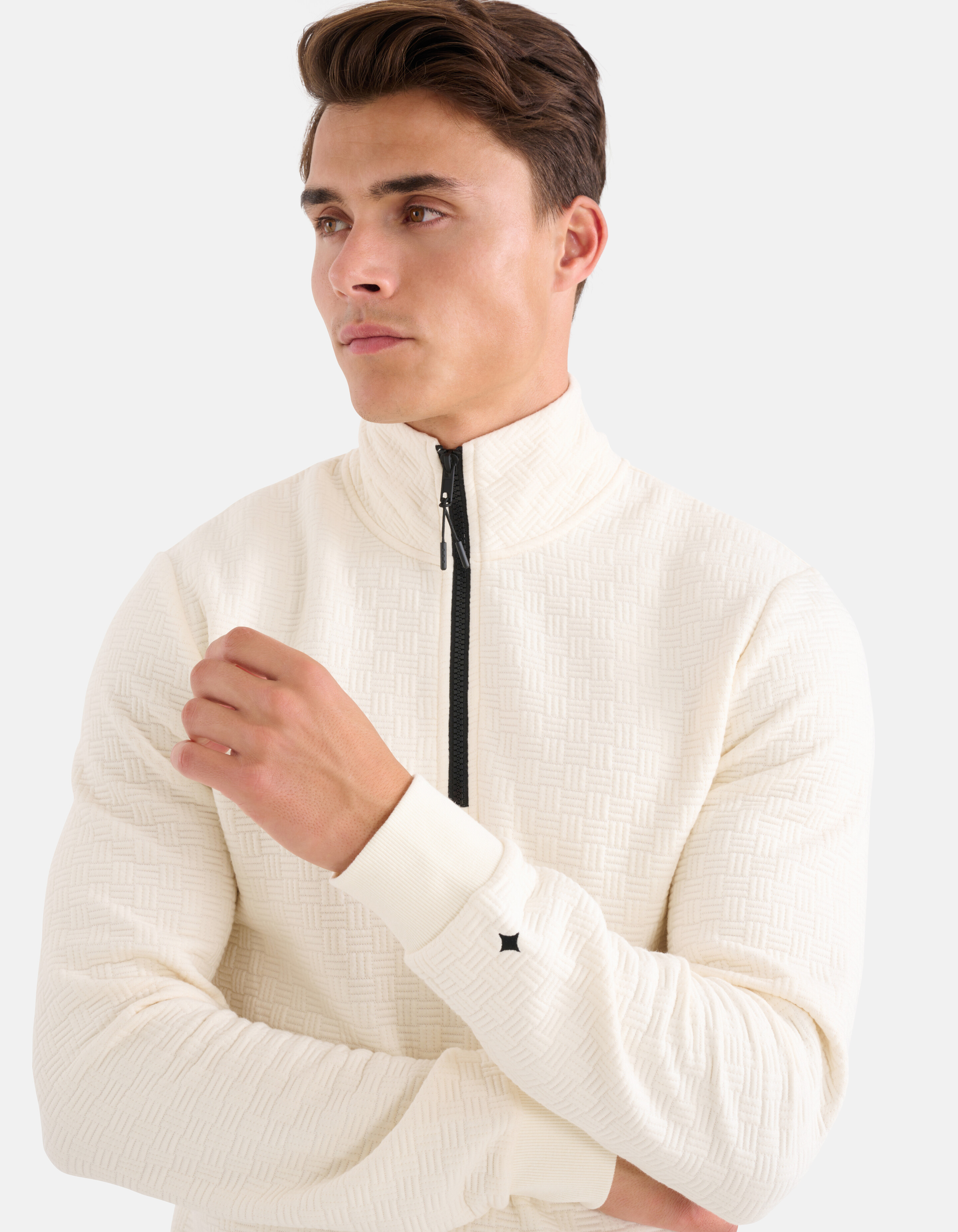 Strukturierter Pullover mit halbem Reißverschluss SHOEBY MEN