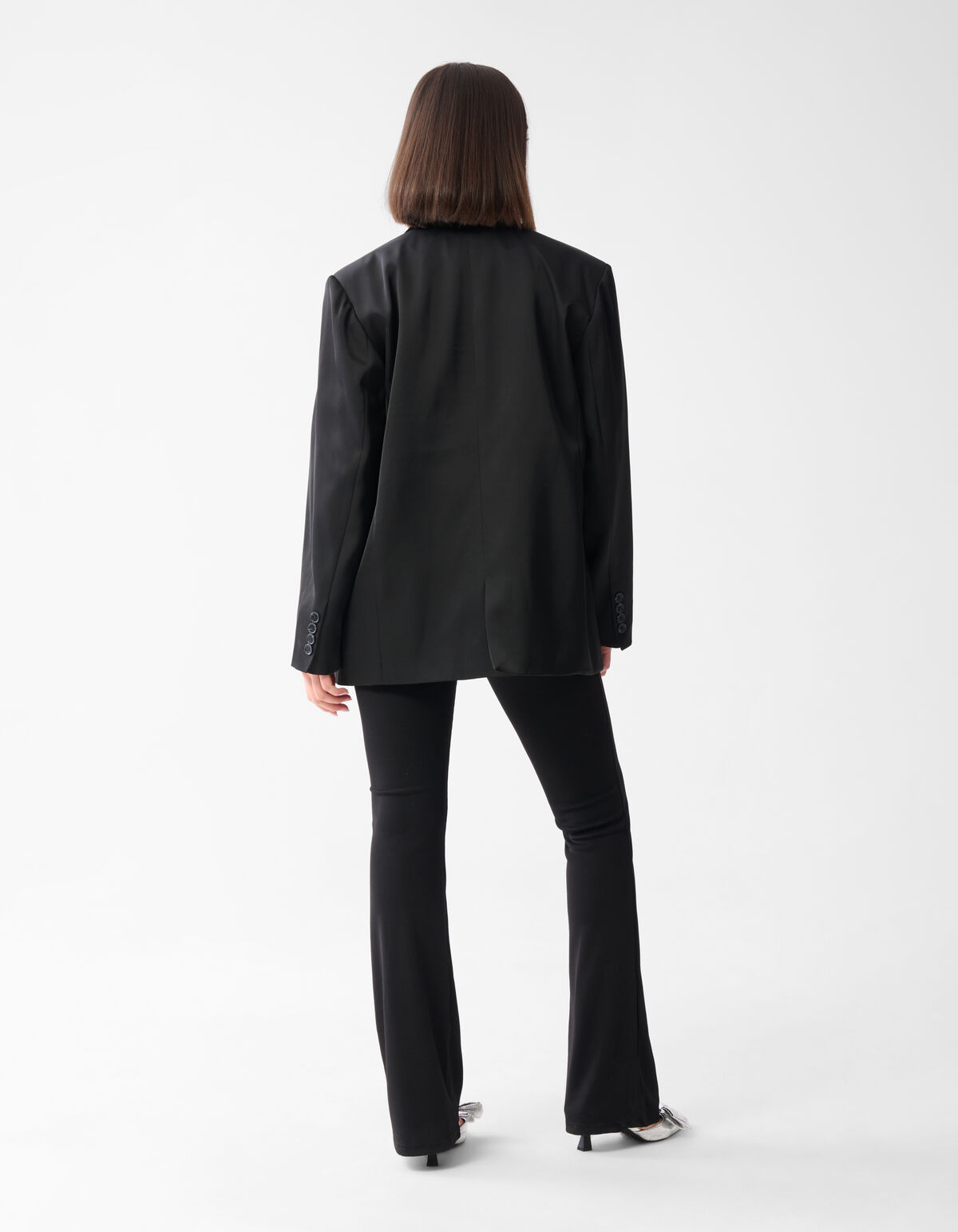 Satin R&uuml;schenblazer Schwarz SHOEBY WOMEN