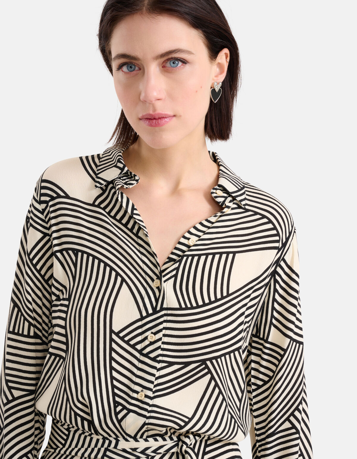 Printed Midi Jurk Gebroken Wit SHOEBY WOMEN