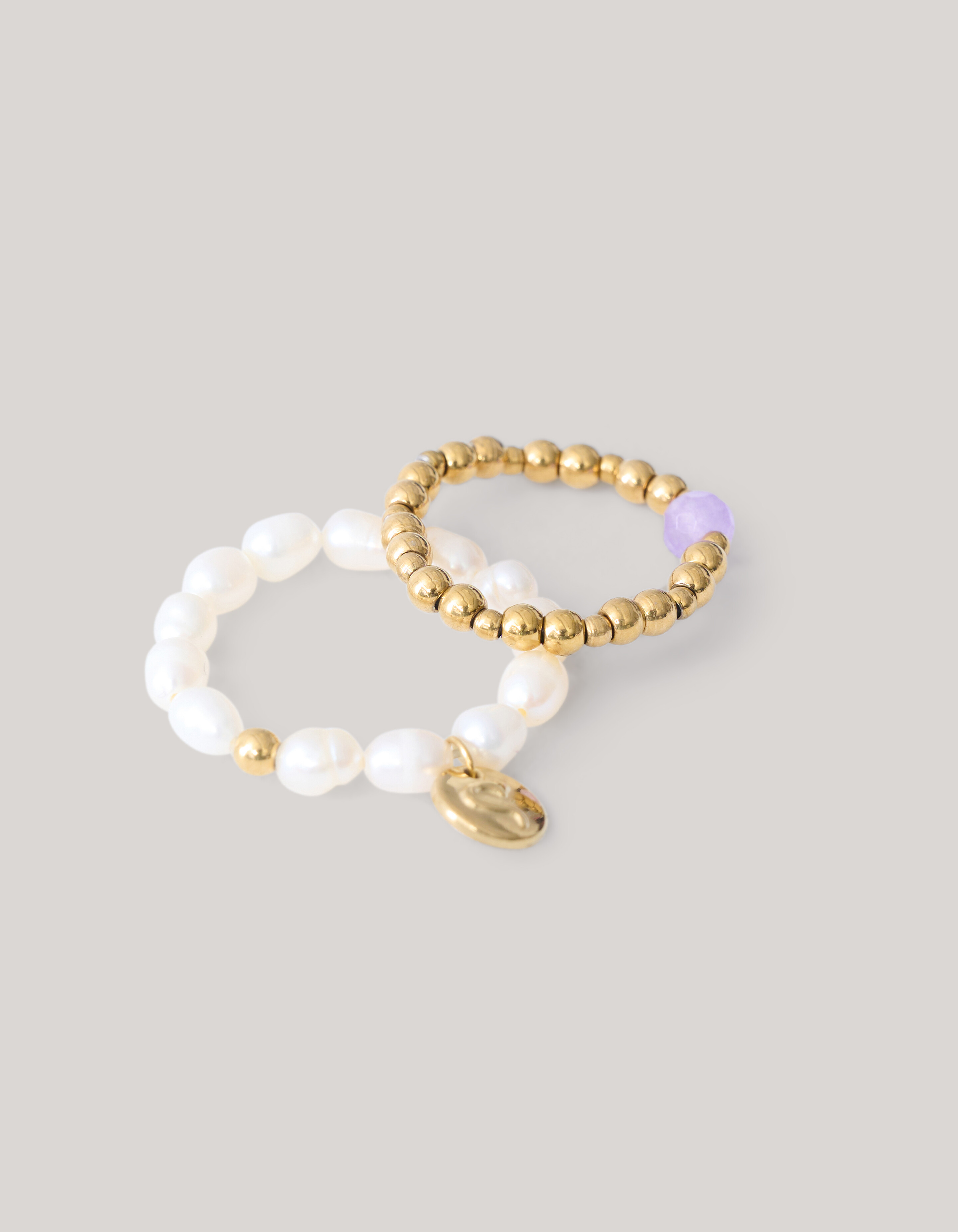 Perlen Ringe Set Gold SHOEBY ACCESSOIRES