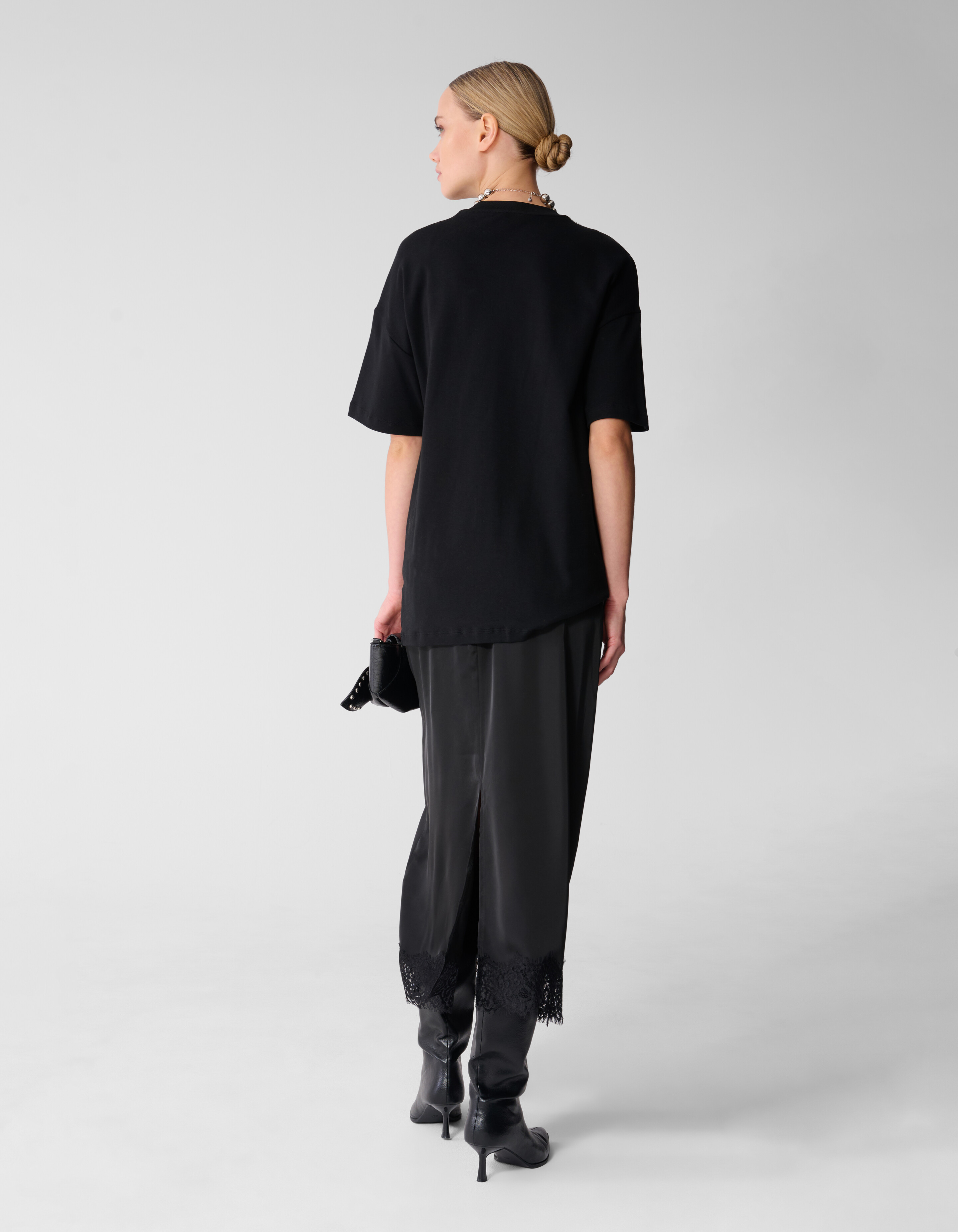 Kante Satin Maxi Rock Schwarz SHOEBY WOMEN