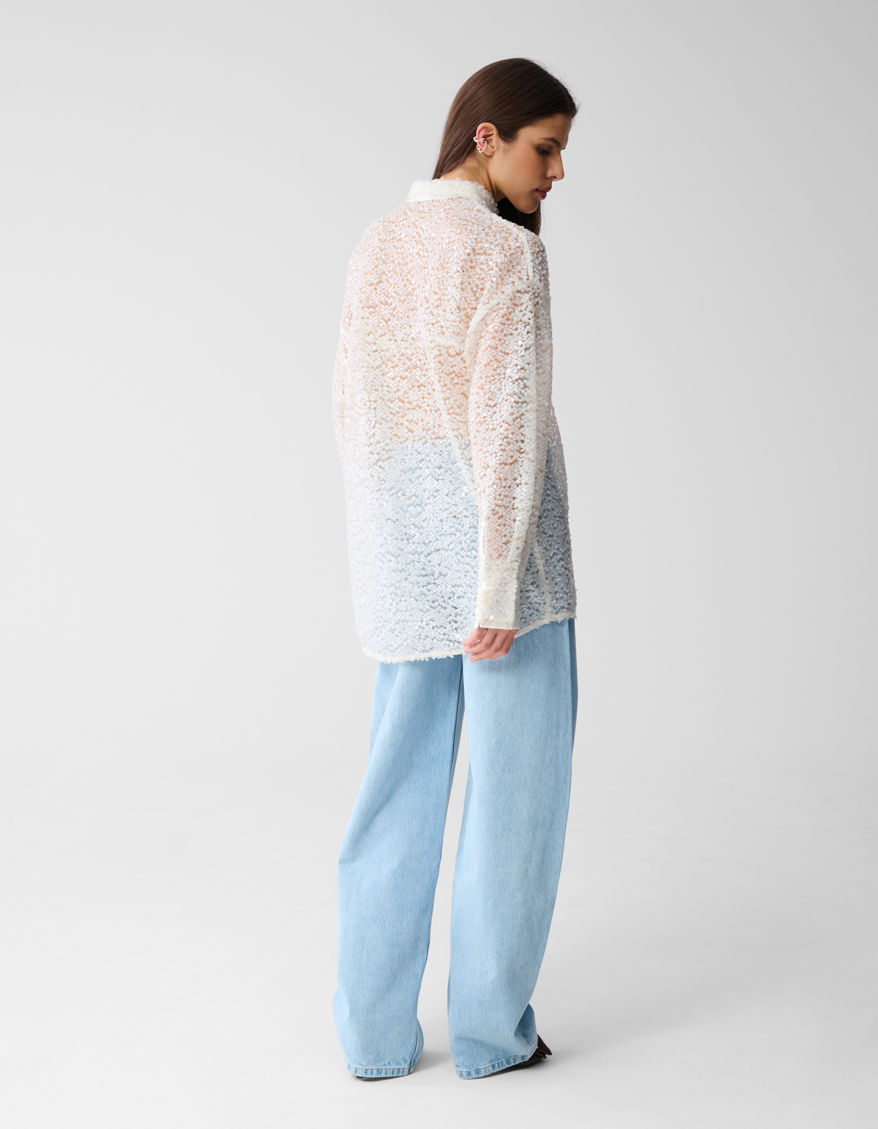 Übergroße Paillettenbluse Off White von Monica SHOEBY WOMEN