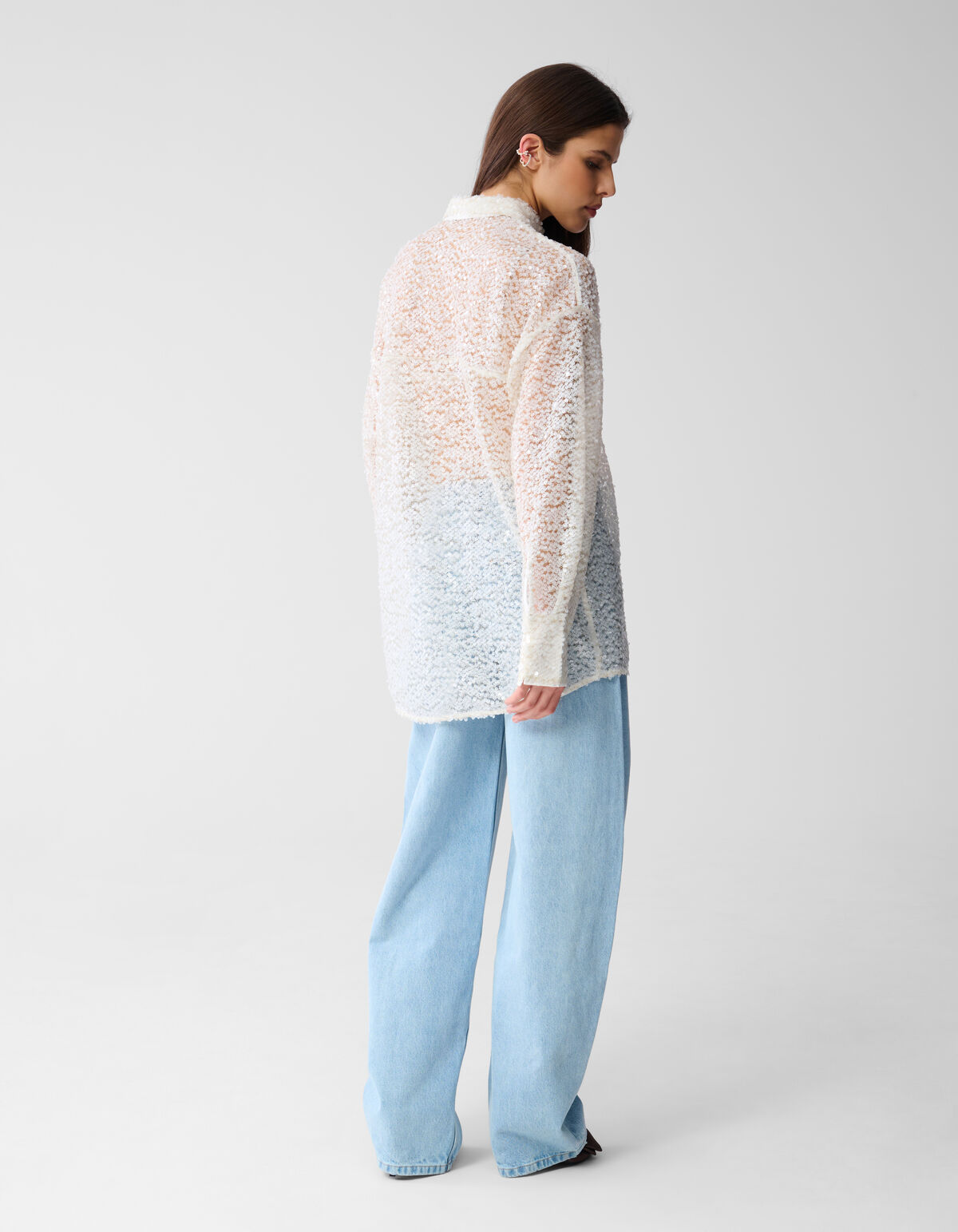 Übergroße Paillettenbluse Off White= SHOEBY WOMEN