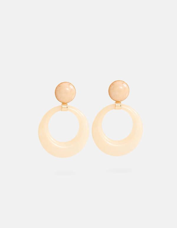 Ronde Oorbellen Beige SHOEBY ACCESSOIRES