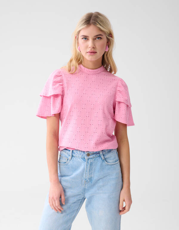 Ajour Rüschen-Top Rosa SHOEBY WOMEN