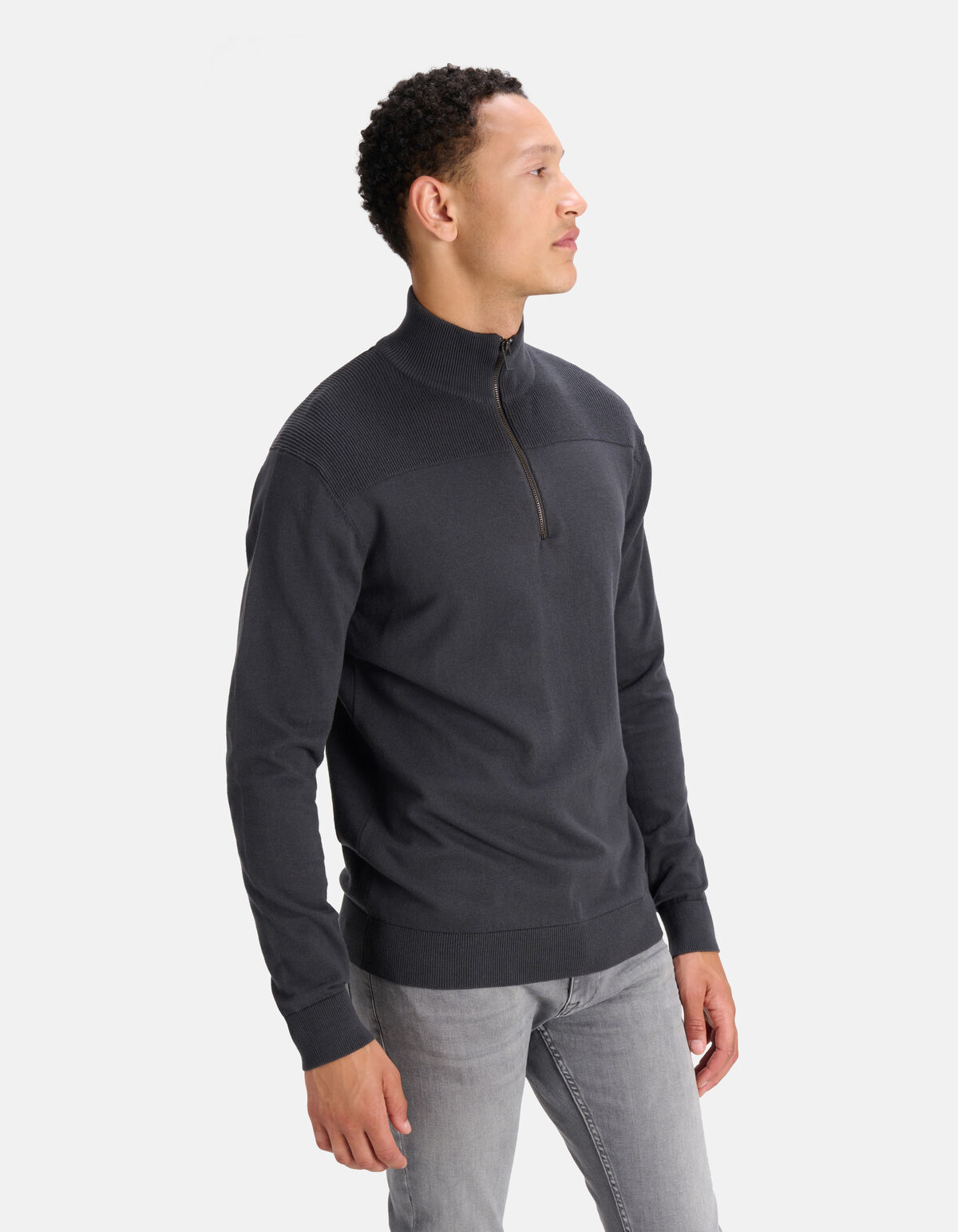 Pullover mit Reißverschluss Anthrazit SHOEBY MEN