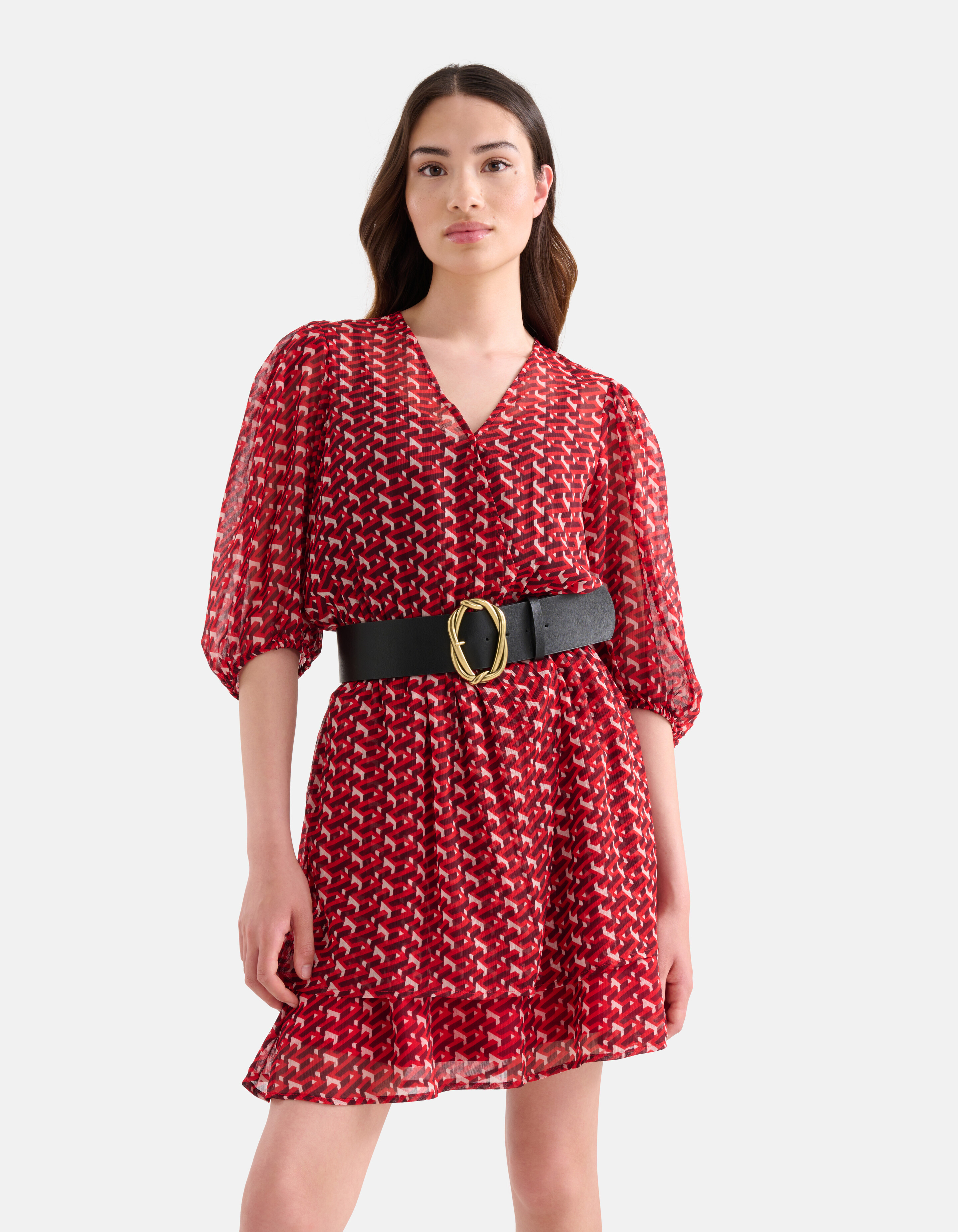 Retro Chiffonkleid Rot SHOEBY WOMEN
