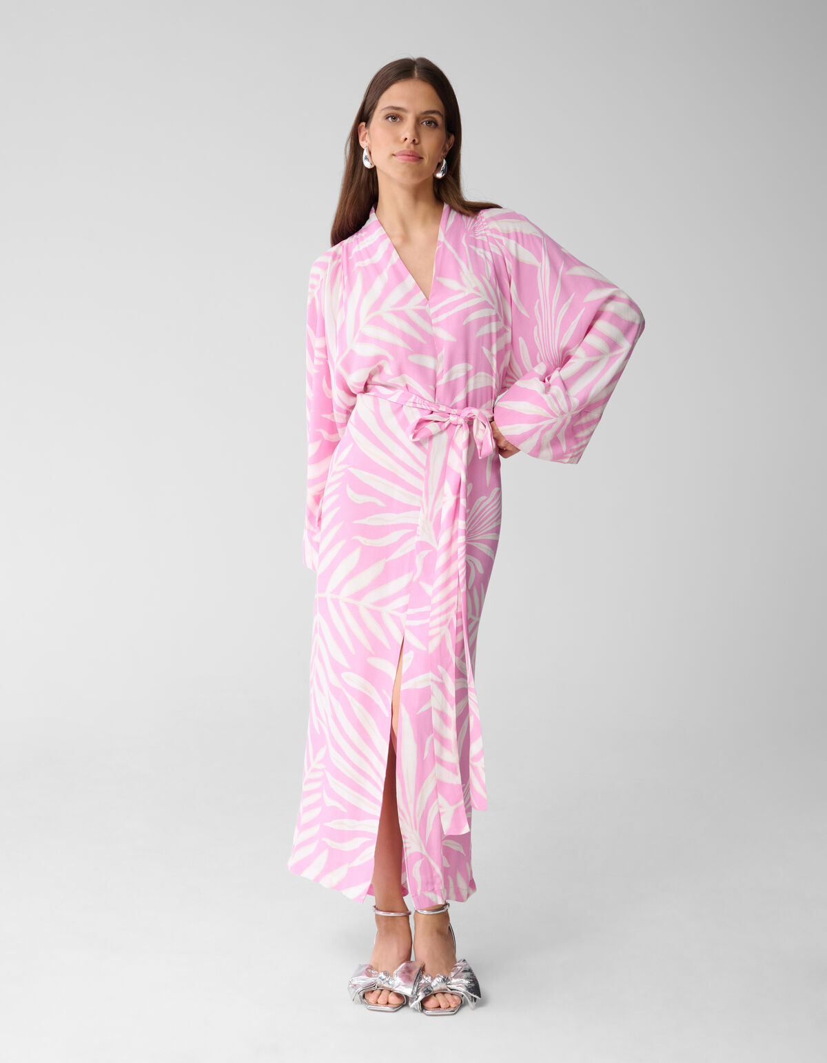 Bedruckte Kimono-Maxikleid in Hellrosa SHOEBY WOMEN