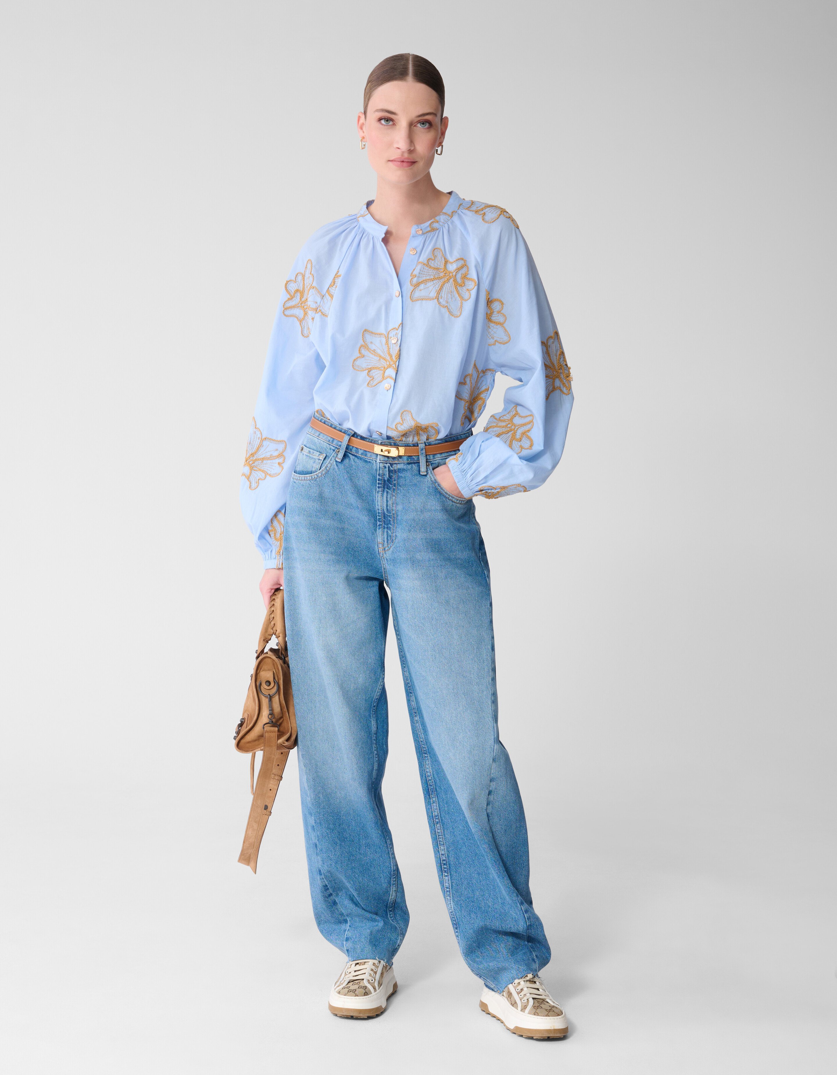 Blumen Kordbluse Hellblau von Mieke SHOEBY WOMEN