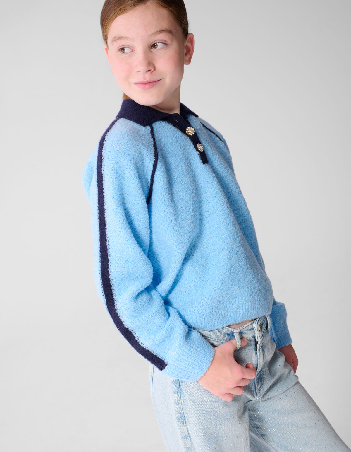 Raglan Strickpolo Hellblau SHOEBY GIRLS