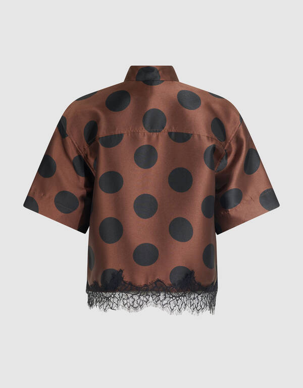 Oversized-Bluse aus Spitze mit Polka-Dots, braun SHOEBY WOMEN
