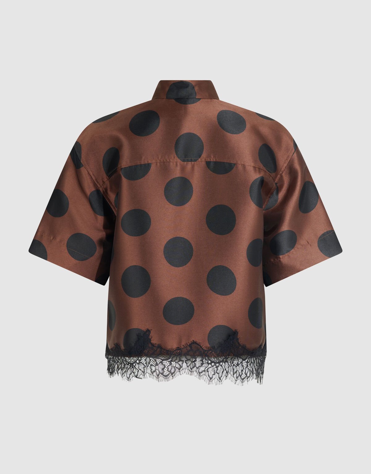 Oversized-Bluse aus Spitze mit Polka-Dots, braun SHOEBY WOMEN