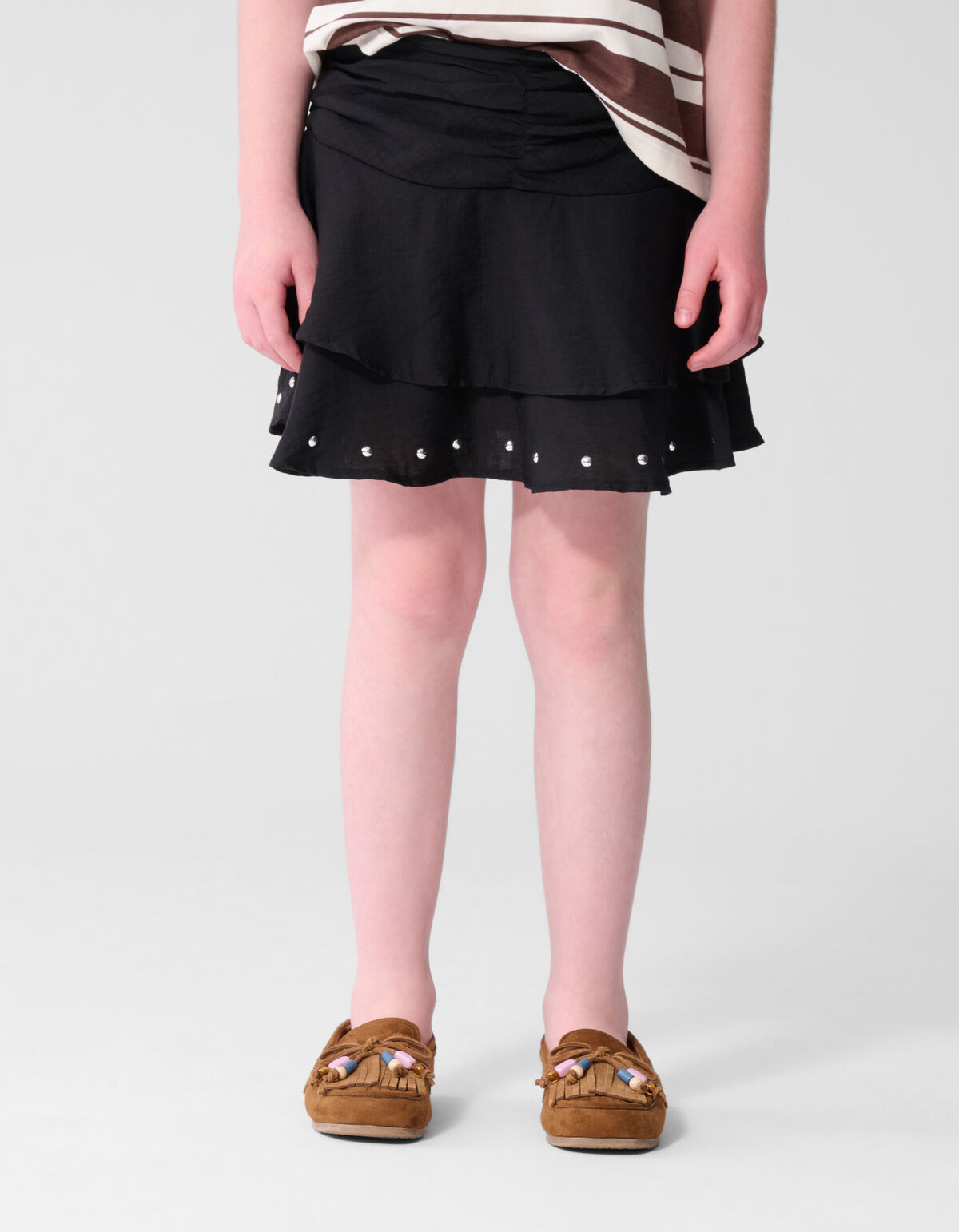 Ruffle Stud Rok Schwarz SHOEBY GIRLS