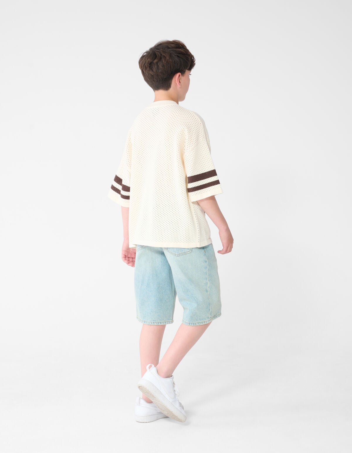 Sportliches Mesh-T-Shirt in Gebrochenwei&szlig; SHOEBY BOYS