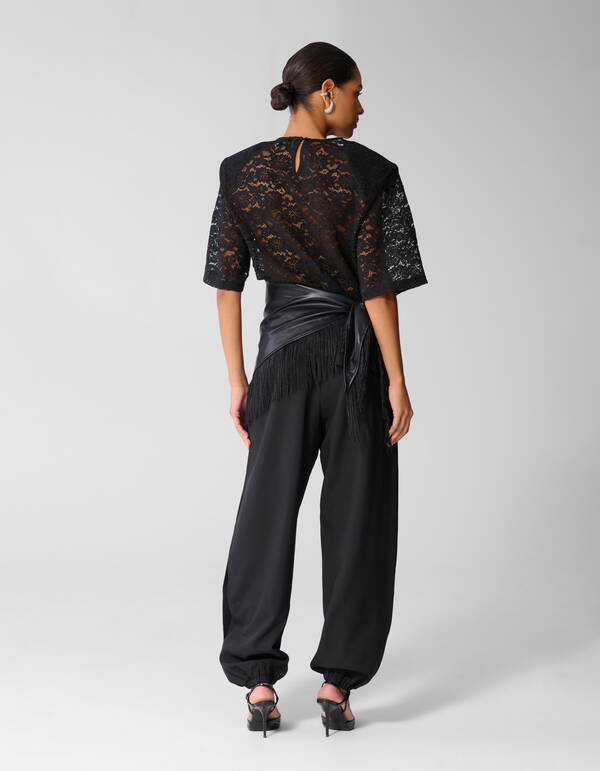Lace Shoulder Top Schwarz SHOEBY WOMEN