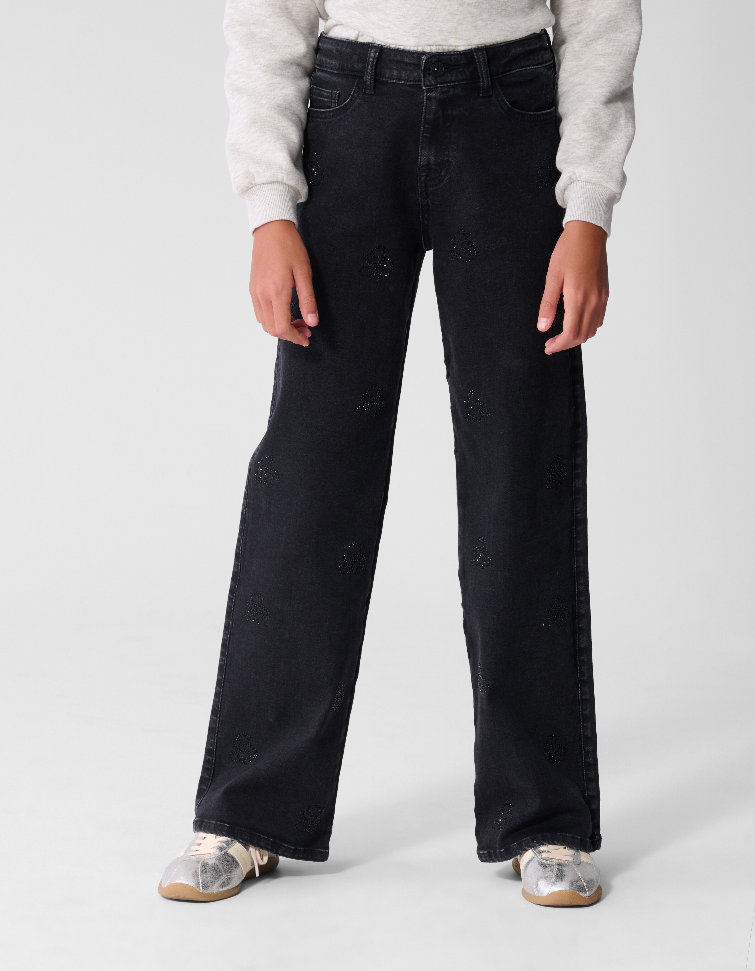 Shiny Wide Leg Fit Jeans in Schwarz SHOEBY GIRLS