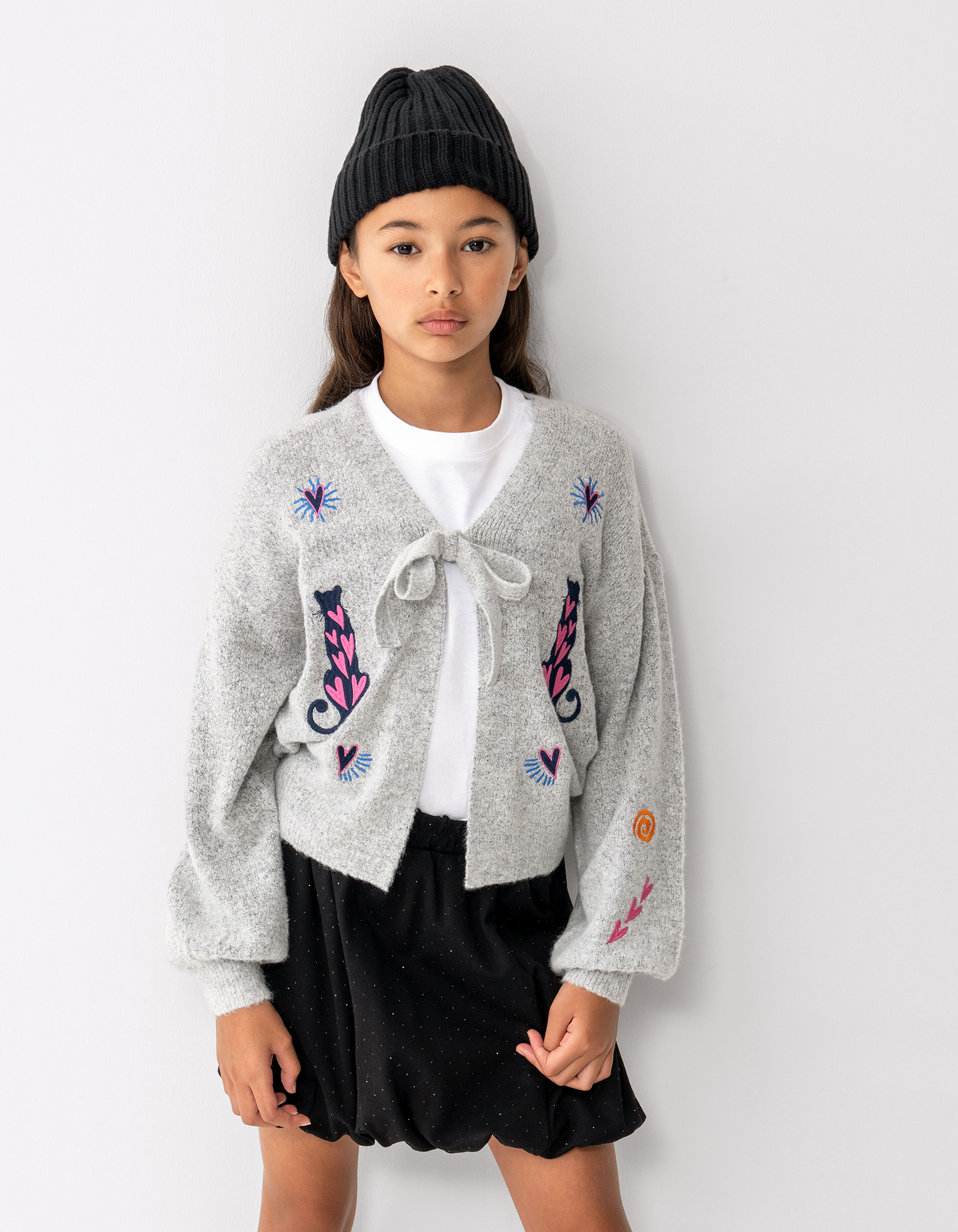 Gestickte Strickweste Grau SHOEBY GIRLS