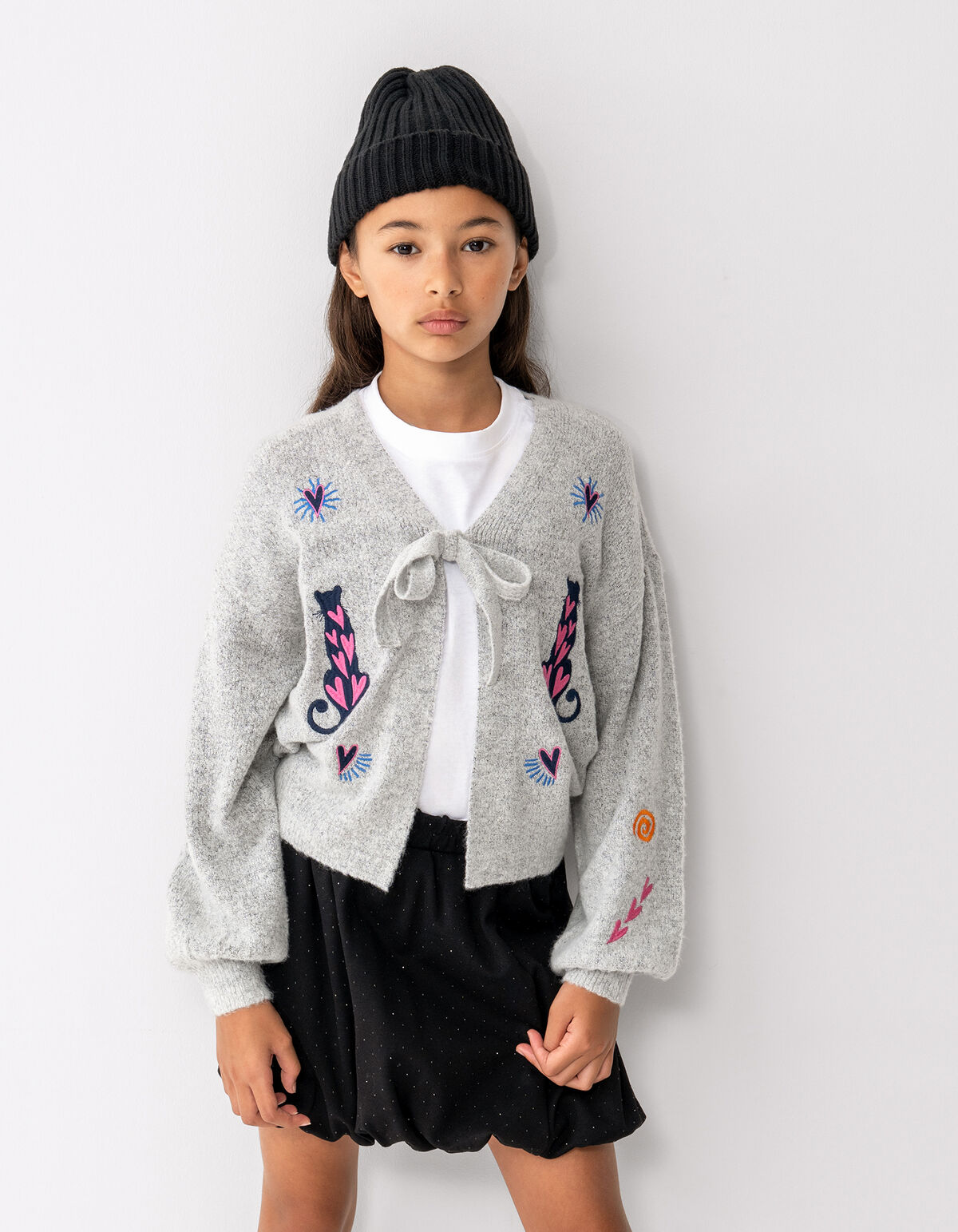Gestickte Strickweste Grau SHOEBY GIRLS