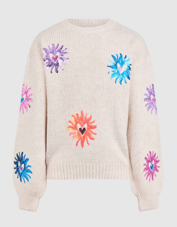 Pailletten Strickpullover Gebrochen Weiß SHOEBY GIRLS