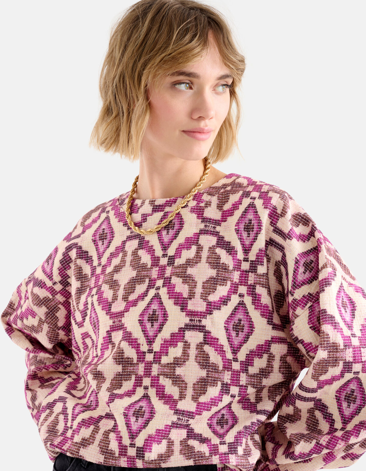 Pullover mit grafischem Print Violett SHOEBY WOMEN