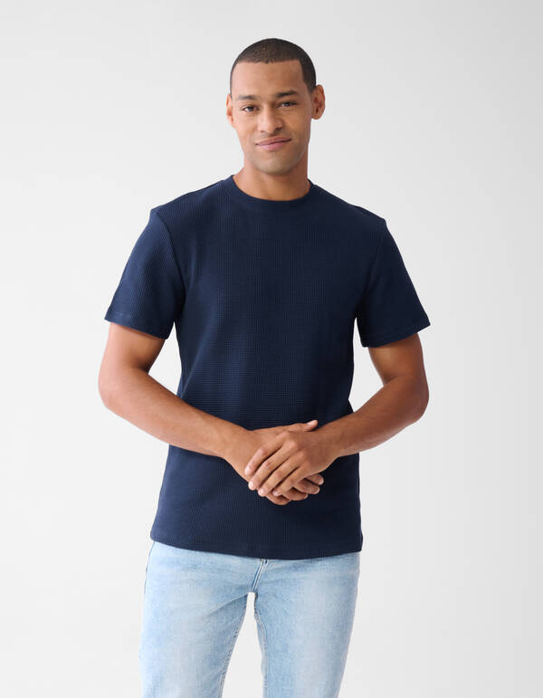 Struktur-T-Shirt Dunkelblau SHOEBY MEN