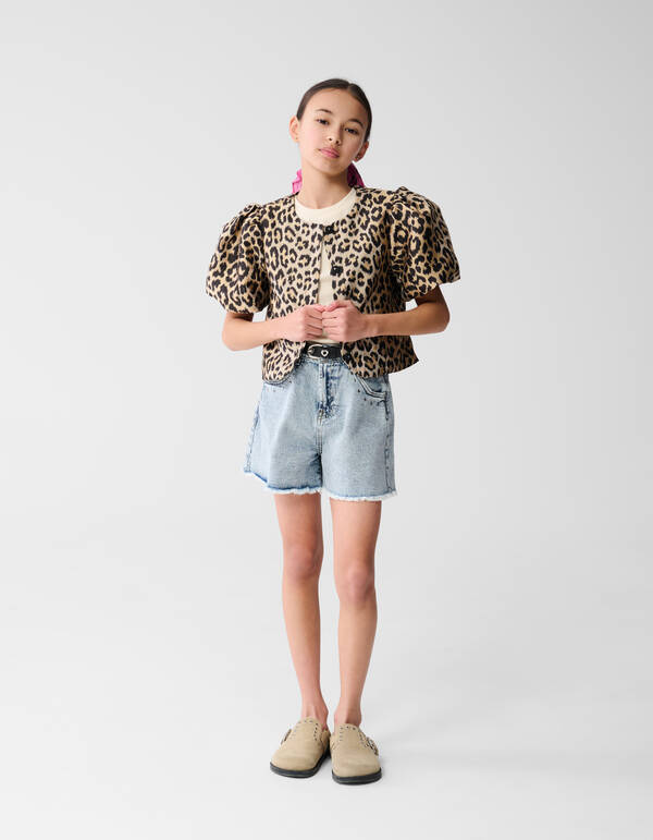 Leopard Puffärmel Blazer Hellbraun SHOEBY GIRLS