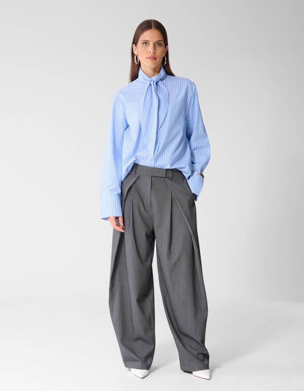 Pleated Flap Wide Leg Hose Grau SHOEBY WOMEN